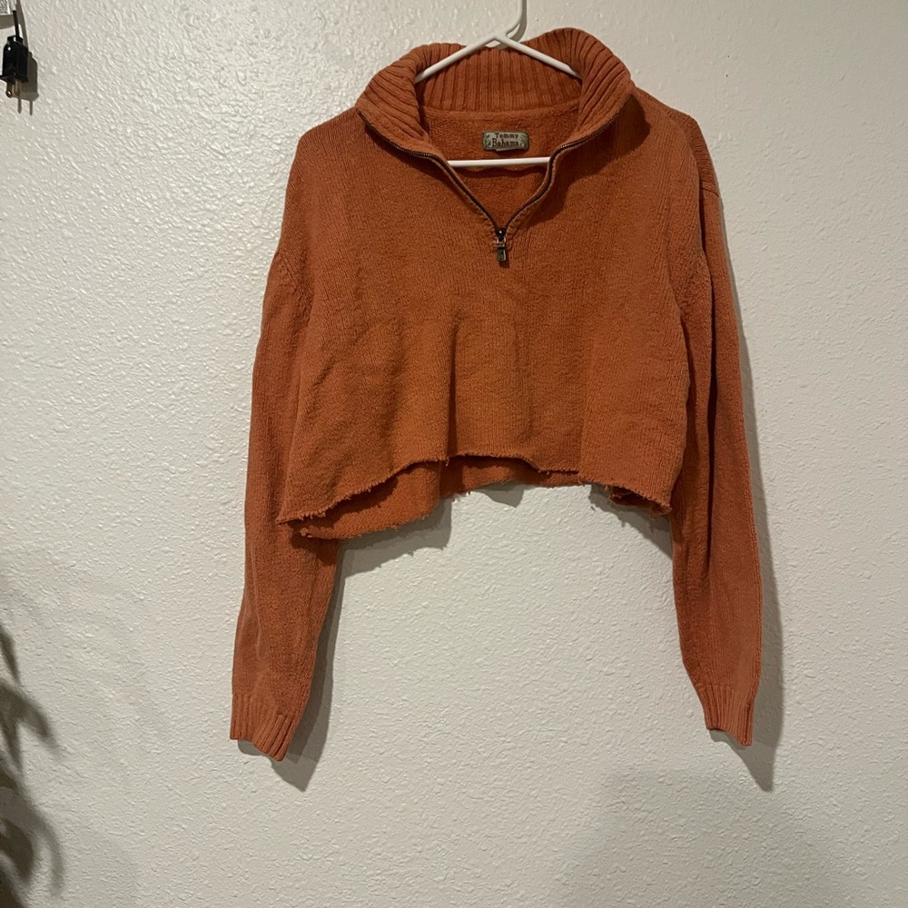 Orange Cropped Tommy Bahama Sweater with Collar
